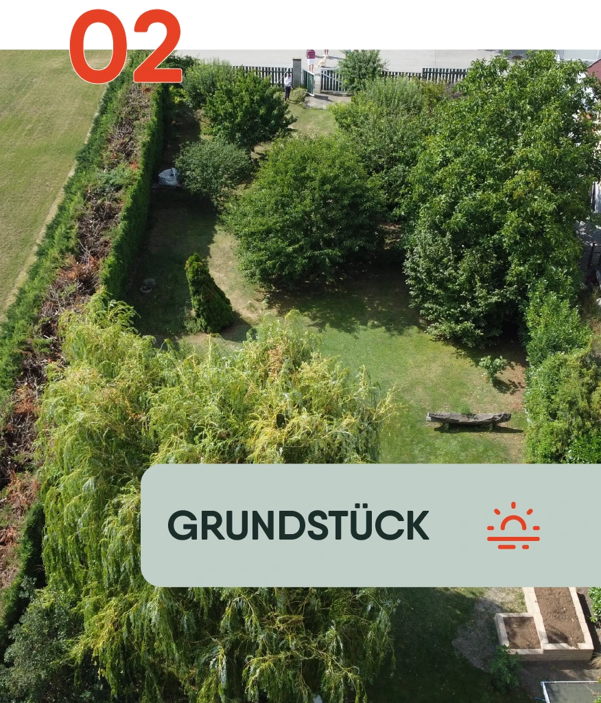 Foto eines Grundstücks inklusive Beschriftung "Grundstück"